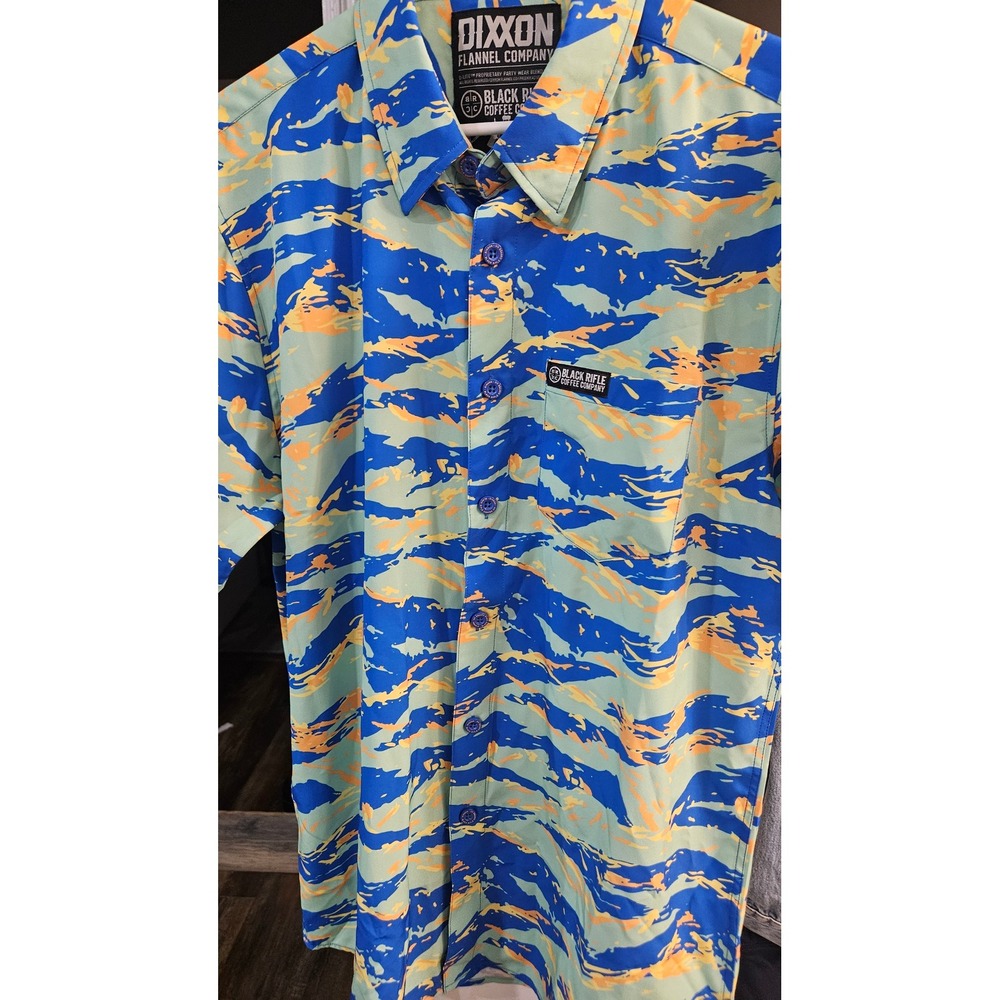 Dixxon x Black Rifle Coffee Co Tiger Stripe Camo Short Sleeve Button Up Shirt M